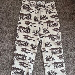 Reformation Women's White and Brown Western Print Jeans